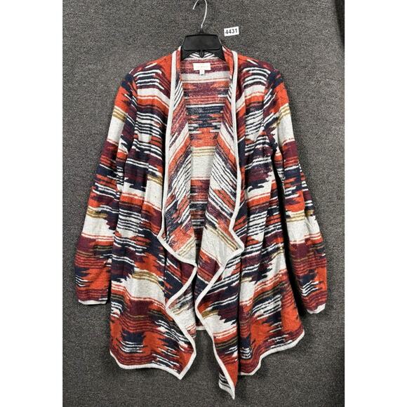Lucky Brand Aztec Drape Cardigan Sweater Women's Size L Multicolor Long Sleeve - Picture 1 of 7
